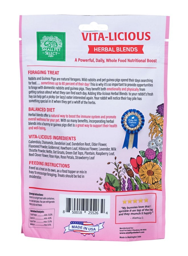سمول بيت سليكت Small Pet Select - Vita-Licious Herbal Blend، علاج عشبي طبيعي للأرانب وخنازير غينيا والهامستر والجربوع والفئران، 2.5 أونصة - Image 3