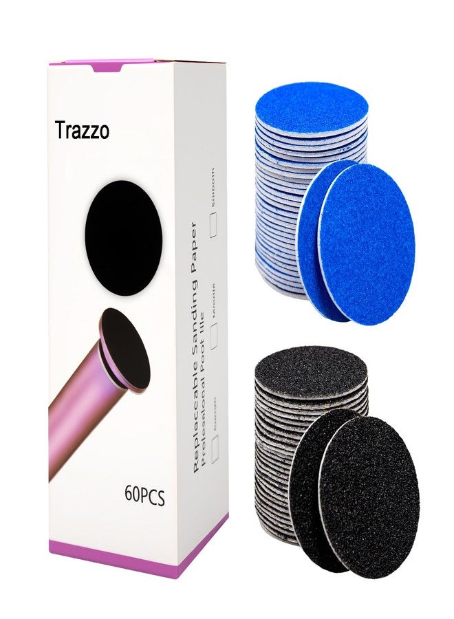 أقراص صنفرة بديلة من ترازو بدرجات خشونة 80/120/180 لملف القدم الكهربائي - وسادات ورق صنفرة ملونة لإعادة التعبئة لإزالة الكالو، تناسب معظم جلاخات القدم الدائرية (60 قطعة) - Image 1