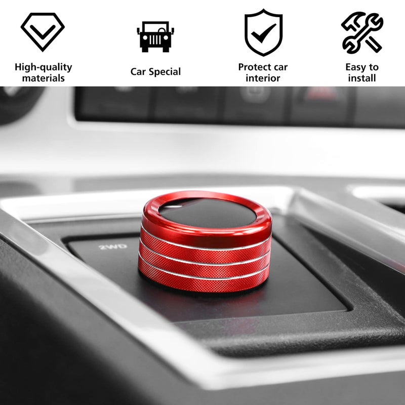Jimen 4WD Four-Wheel Drive Switch Knob Cover Trim Ring for 2007-2012 Dodge Nitro (Red) - Image 4