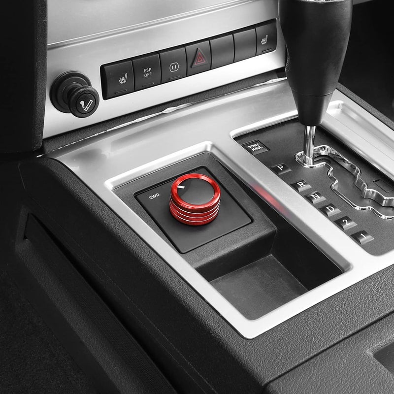 Jimen 4WD Four-Wheel Drive Switch Knob Cover Trim Ring for 2007-2012 Dodge Nitro (Red) - Image 5