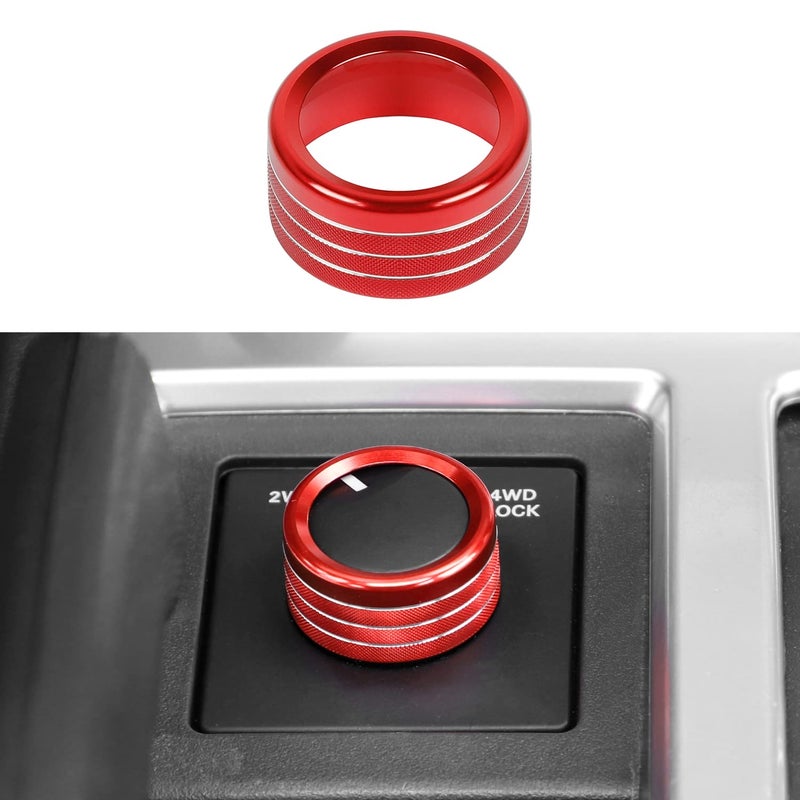 Jimen 4WD Four-Wheel Drive Switch Knob Cover Trim Ring for 2007-2012 Dodge Nitro (Red) - Image 1