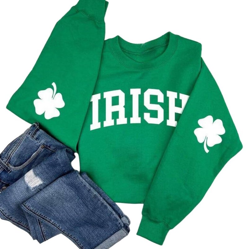 Muhuyi St. Patrick's Day Sweatshirt for Women Lucky Shamrock Long Sleeve Irish Shirt Ireland Clover Print St Patricks Shirts Pullover Tops(Green Irish,L) - Image 3