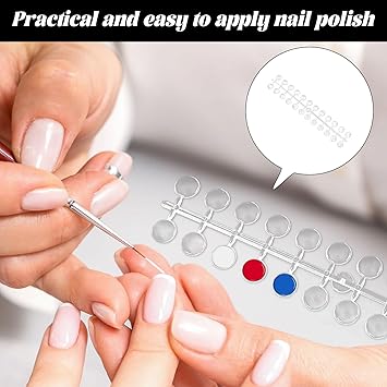 Eophmi Nail Colour Display 240 Pcs Clear Nail Swatches Round Nail Art Color Display Chart Nail Swatch Book with Adhesive Sticker Naill Display Card Sticks for Naill Polish Practice Designs Board  - Image 4