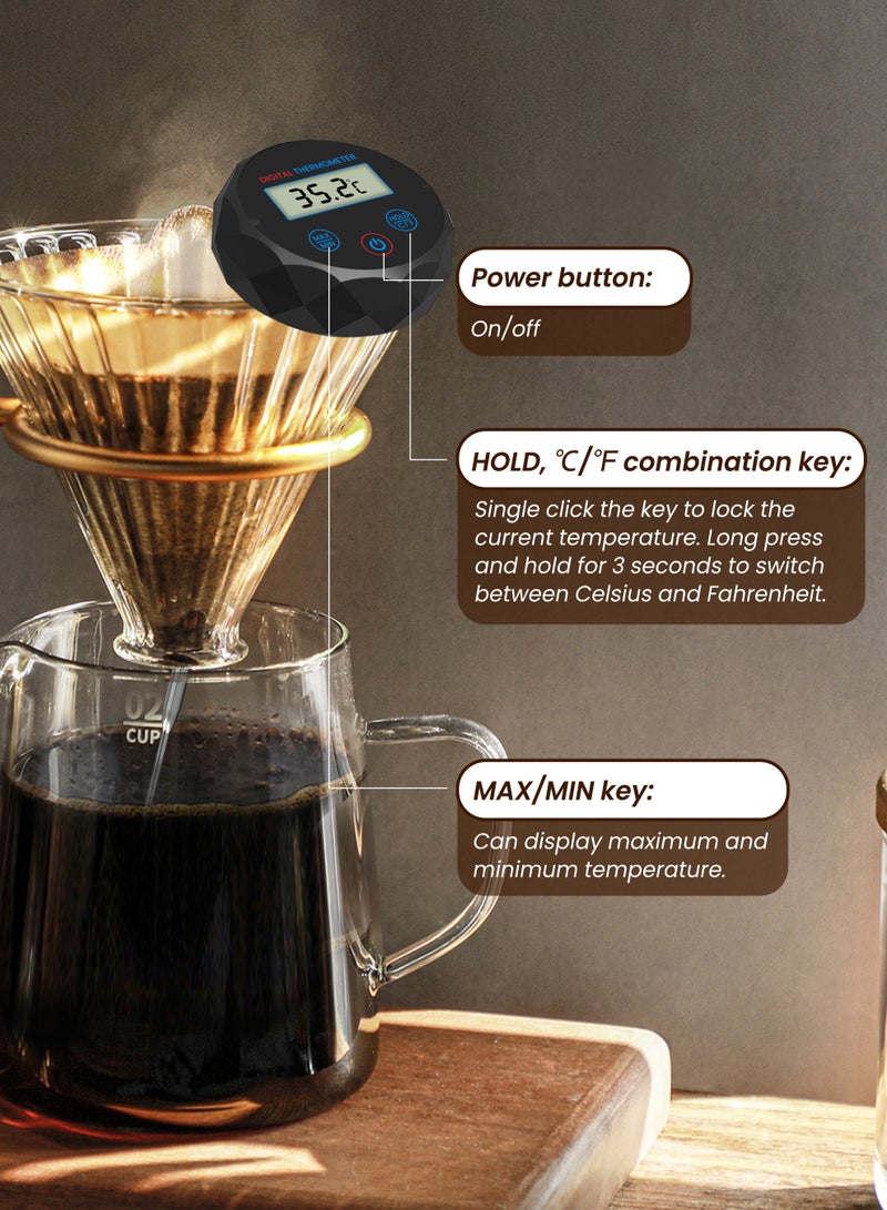 Xkimos Digital Thermometer Kitchen Thermometer Coffee Thermometer - For Coffee and Milk, Black - Image 2