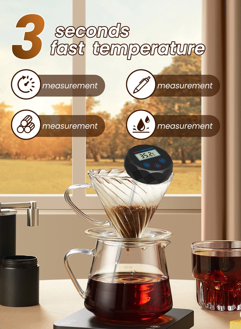 Xkimos Digital Thermometer Kitchen Thermometer Coffee Thermometer - For Coffee and Milk, Black - Image 4