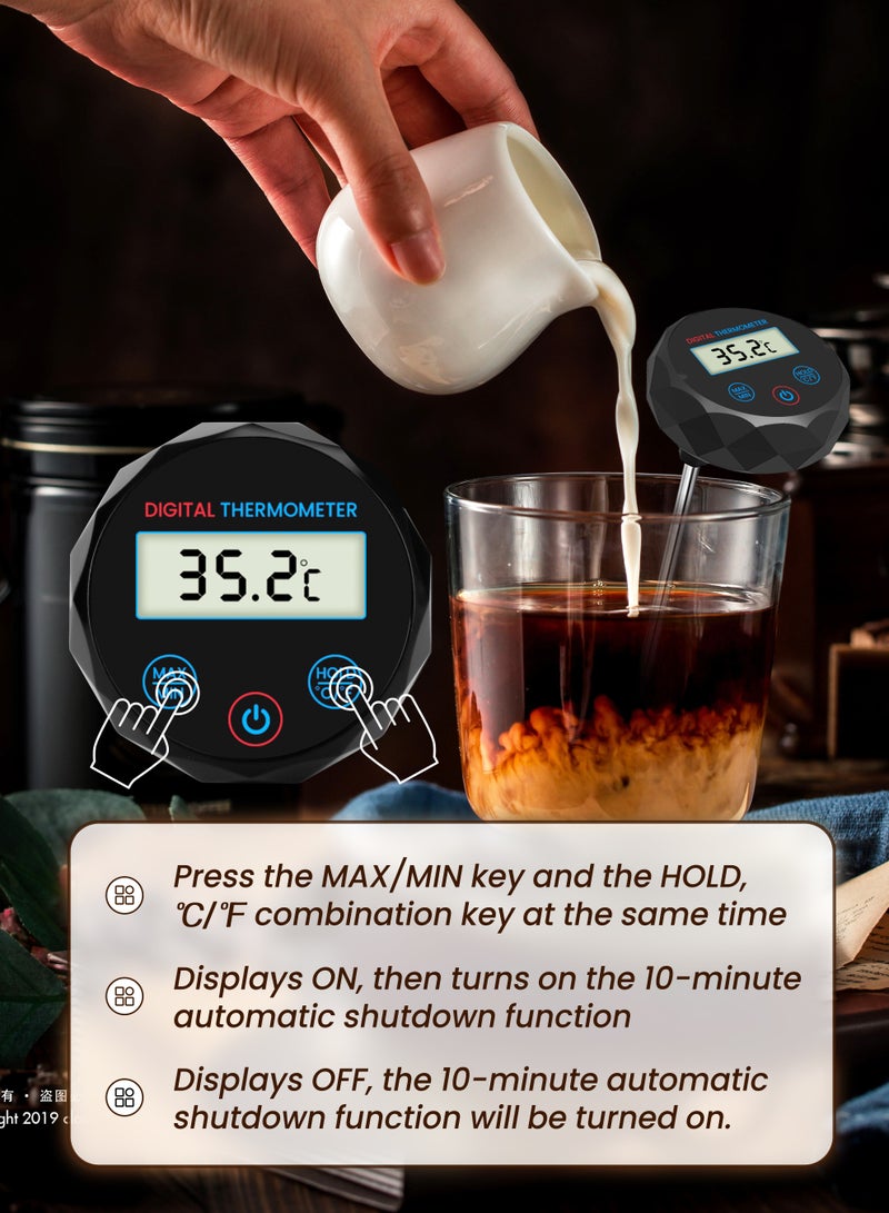 Xkimos Digital Thermometer Kitchen Thermometer Coffee Thermometer - For Coffee and Milk, Black - Image 3