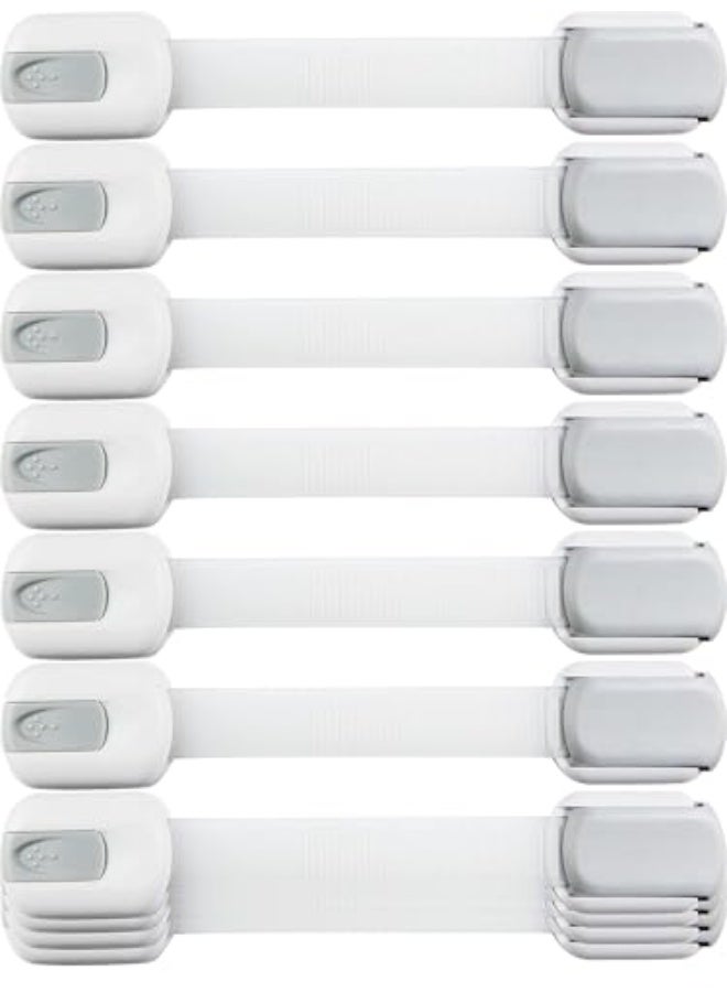 JZS 10 Pack Child Safety Strap Locks, Baby Locks for Cabinets and Drawers, Toilet, Fridge & More. 3M Adhesive Pads, Easy Installation, No Drilling Required, White/Gray - Image 1