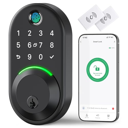 Yamiry Smart Deadbolt Door Lock with Keypad:Yamiry Fingerprint Keyless Entry Deadbolt,Digital Smart Locks for Front Door,Electronic Code,Easy Installation - Image 1