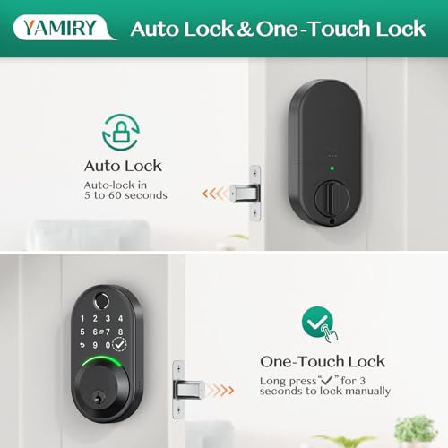 Yamiry Smart Deadbolt Door Lock with Keypad:Yamiry Fingerprint Keyless Entry Deadbolt,Digital Smart Locks for Front Door,Electronic Code,Easy Installation - Image 4