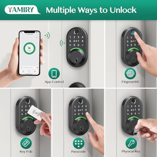 Yamiry Smart Deadbolt Door Lock with Keypad:Yamiry Fingerprint Keyless Entry Deadbolt,Digital Smart Locks for Front Door,Electronic Code,Easy Installation - Image 2