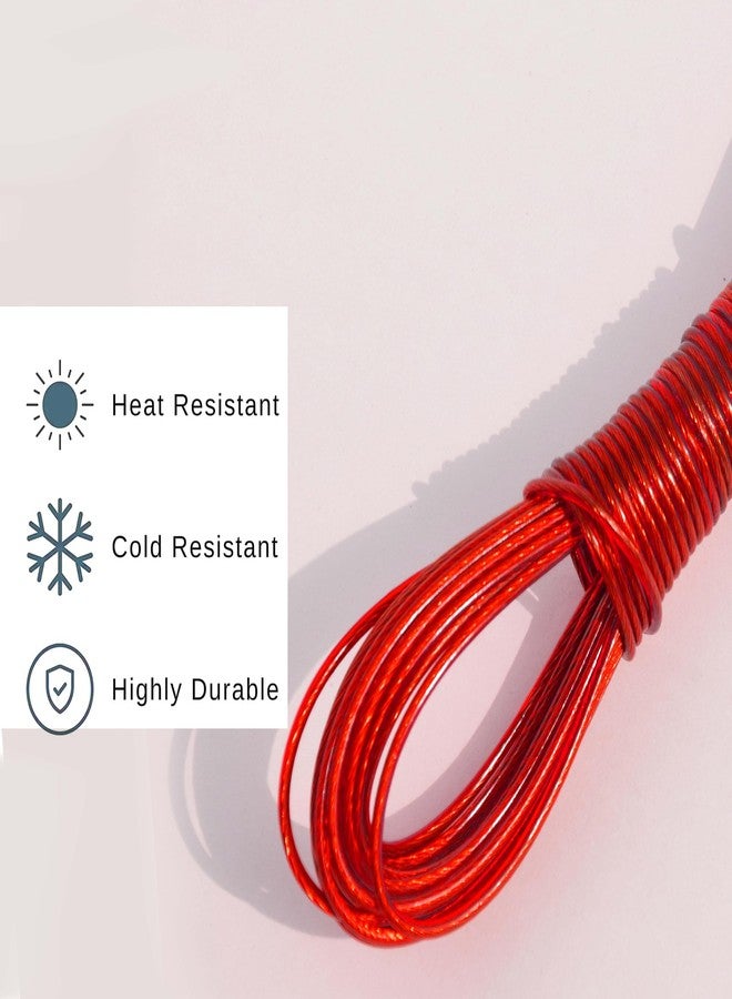 Pure Source India PVC Coated Steel Wire Rope for Drying Clothes/Clothesline/Ideal for Drying Heavy Clothes | Red Colour | Pack of 1 (15 MTR) - Image 4