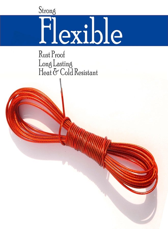 Pure Source India PVC Coated Steel Wire Rope for Drying Clothes/Clothesline/Ideal for Drying Heavy Clothes | Red Colour | Pack of 1 (15 MTR) - Image 5