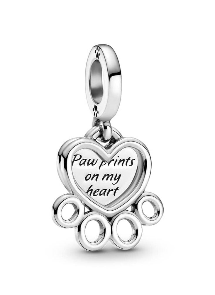 Pandora Violet PANDORA Heart and Paw Print Pendant in 925 Silver  - Image 1