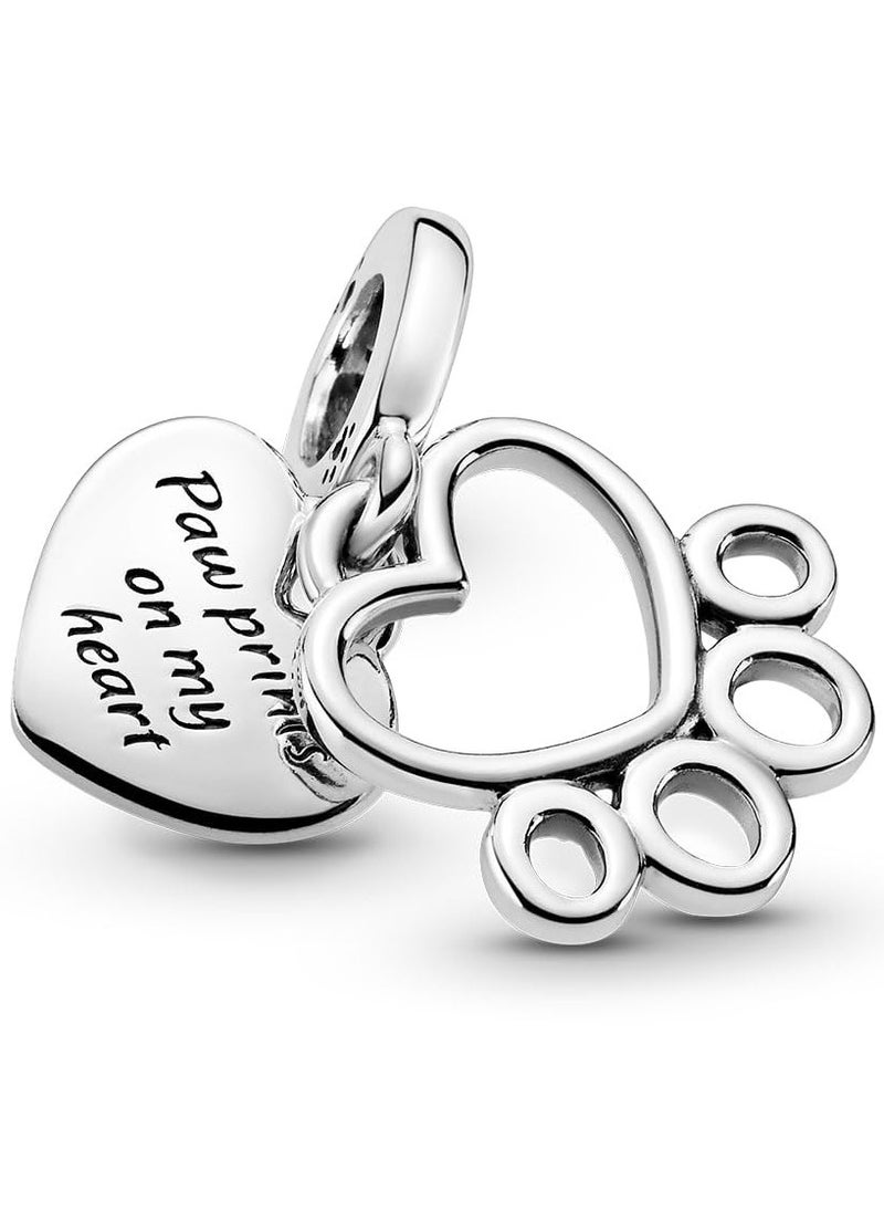 Pandora Violet PANDORA Heart and Paw Print Pendant in 925 Silver  - Image 4