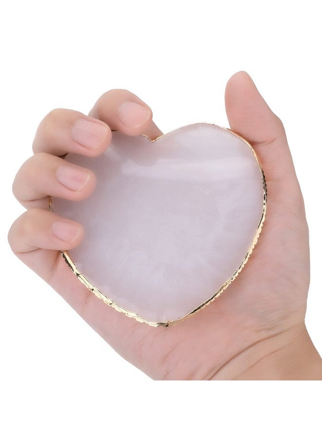 WLLHYF WLLHYF Resin Nail Art Palette Gold Edge Nail Holder Heart Shaped Color Makeup Foundation Mixing Tools Display Board Gel Nail Art Color Mixing Palette Painting Tray Manicure Tool - Image 1