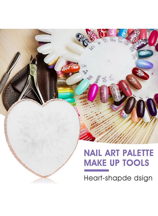 WLLHYF WLLHYF Resin Nail Art Palette Gold Edge Nail Holder Heart Shaped Color Makeup Foundation Mixing Tools Display Board Gel Nail Art Color Mixing Palette Painting Tray Manicure Tool - Image 2