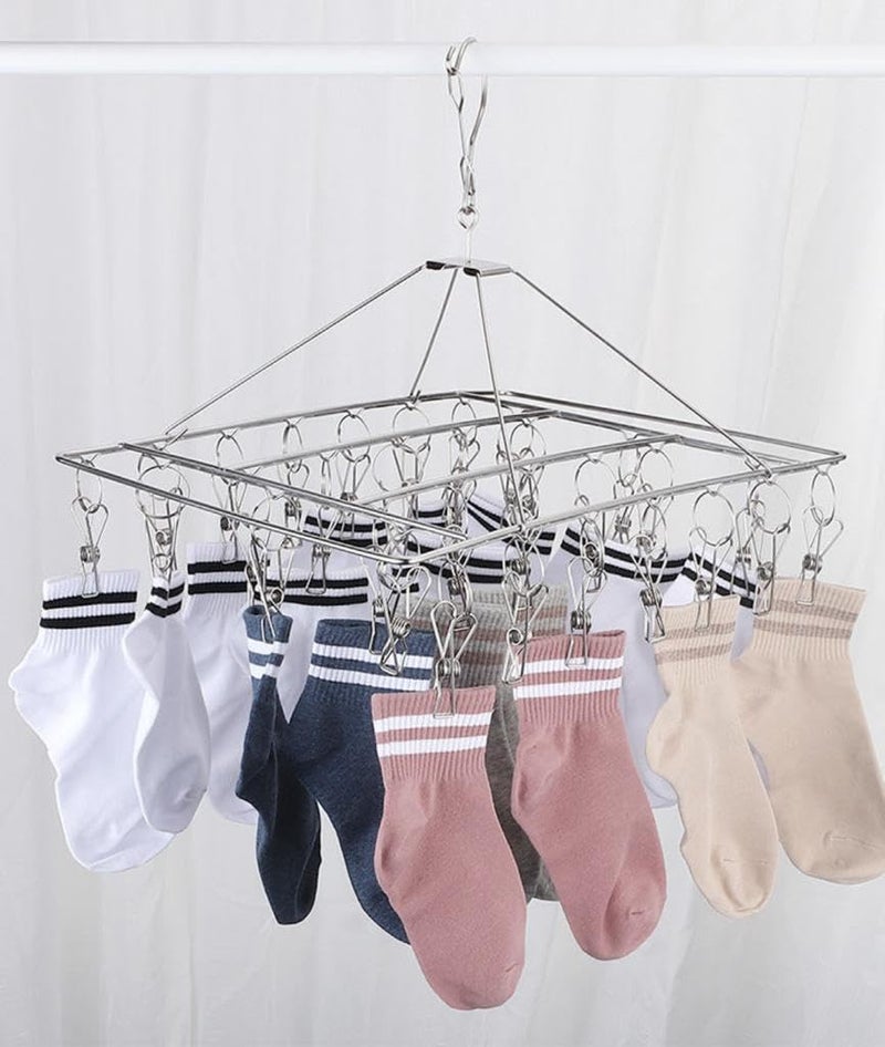 DCELLA Stainless Steel 20 Drying Balcony Hanger Clips for Tie Socks Napkins Underwear Pack of 1 - Image 4