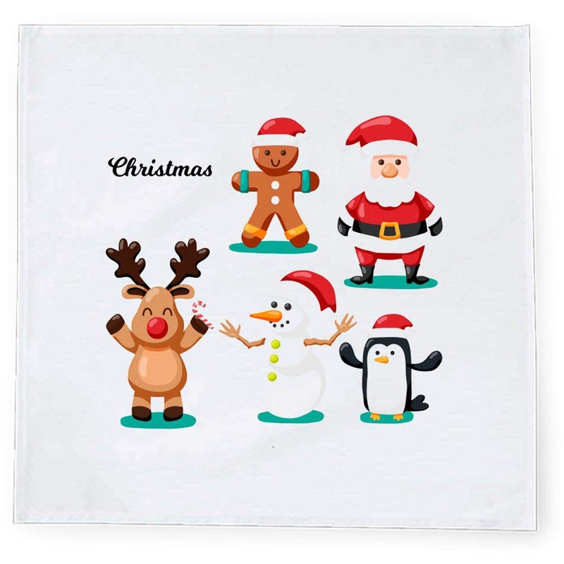 Khakee 6 Pcs Christmas Theme Tafta Silk Table Napkins 10x 10 for Xmas Decoration Christmas OrnamentsChristmas Gift npxmas260P - Image 2