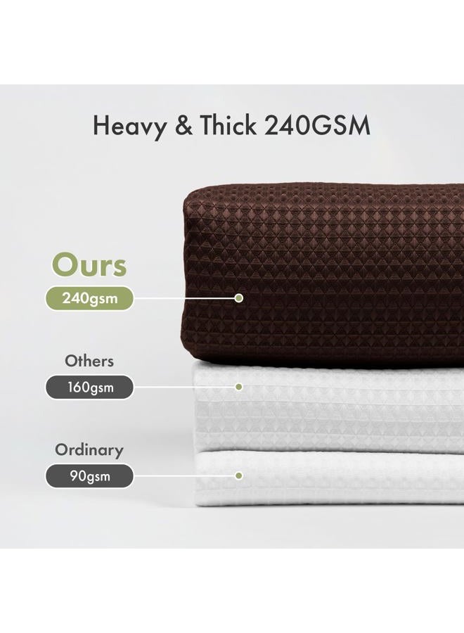 AmazerBath Brown Shower Curtain Waffle Textured, Fabric Shower Curtain Thick Heavy Duty 240GSM Hotel Quality Bathroom Shower Curtains, 72 x 72 Inches - Image 2