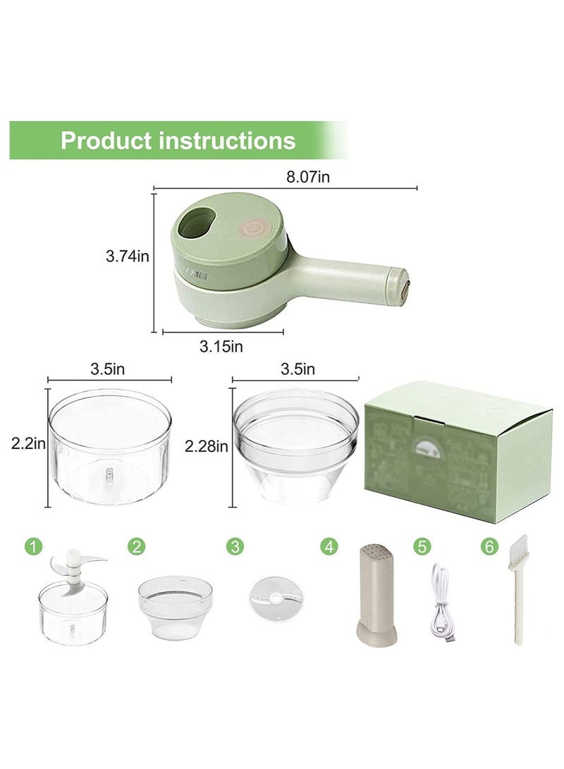 4 in 1 Portable Electric Vegetable Cutter Set,Gatling Vegetable Chopper Mini Wireless Food Processor,Garlic Chili Onion Celery Ginger Meat Garlic Chopper with Brush - Image 2
