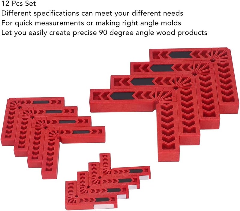 Red Plastic 90 Degree Positioning Squares 12 Pcs Set High Strength Durable Right Angle Clamps - Image 3