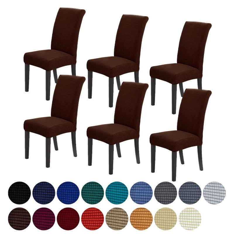 Howhic Stretch Chair Covers for Dining Room Set of 6, Removable Washable Dining Room Chair Covers, Dining Chair Slipcovers Seat Protector, Great for Home and Banquet Decor (Chocolate, 6 Pack) - Image 1