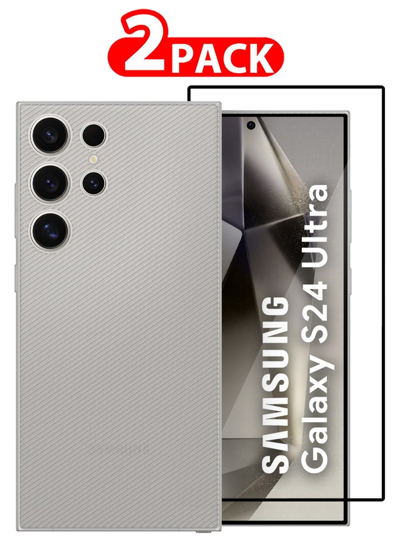 2 Pack  of Air Skin Line for Galaxy S24 Ultra Case Design Back Cover Sturdy Durable Ultra-Thin Case Drop Protection Cover Clear - White - Image 1