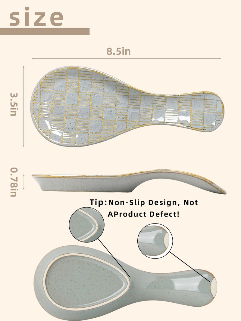 GDCZ 8.5Inch Ceramic Spoon Rest, Large Spoon Holder for Stove Top, Heat-Resistant Cooking Utensil Rest, Dishwasher Safe (Grey) - Image 2