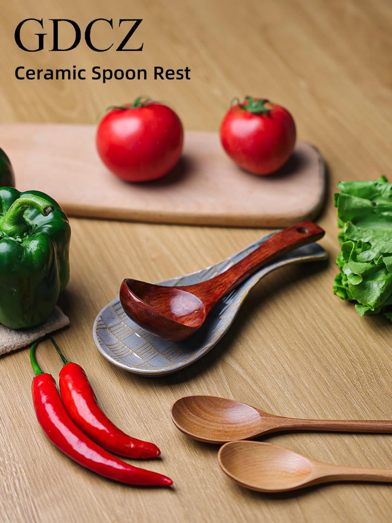 GDCZ 8.5Inch Ceramic Spoon Rest, Large Spoon Holder for Stove Top, Heat-Resistant Cooking Utensil Rest, Dishwasher Safe (Grey) - Image 4