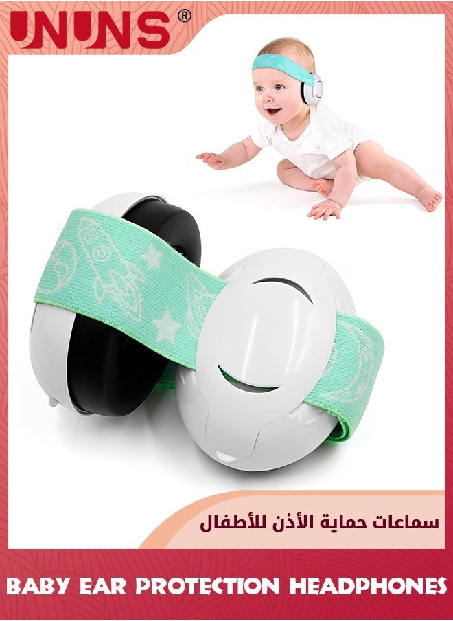 UNUNS Baby Ear Defenders,Hearing Protection Earbuds For Babies Toddlers To 36 Months,Noise Reduction Safety Equipment,Comfortable Baby Headphones Against Hearing Damage Improve Sleep,Green  - Image 1