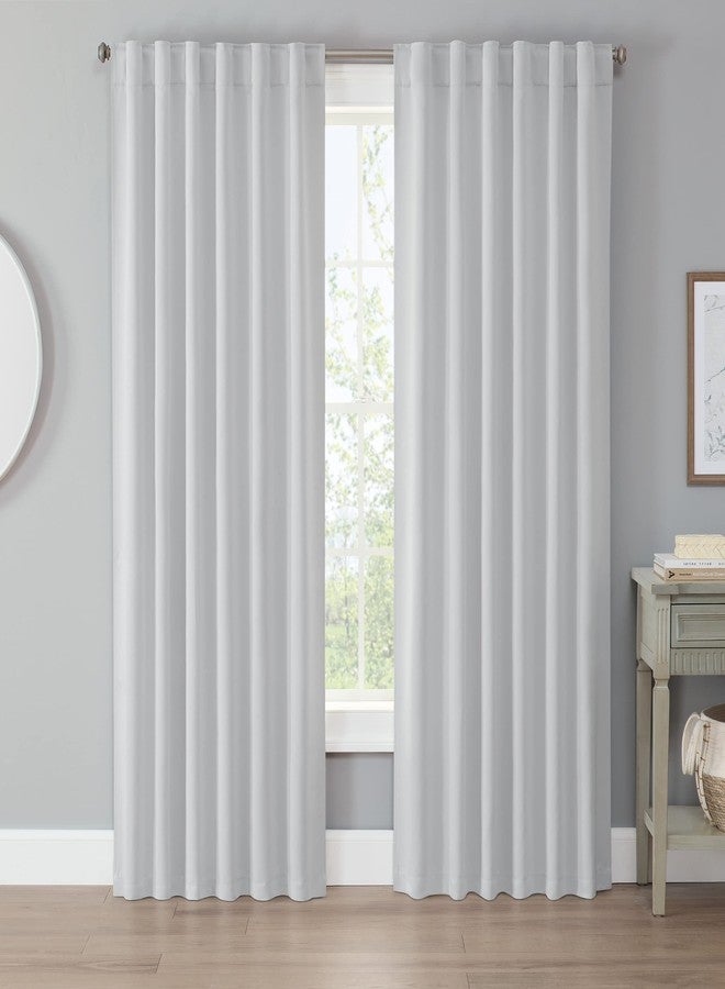 ECLIPSE Langley Solid Tripleweave Room Darkening Rod Pocket Window Curtains (2 Panels), 52 in x 84 in, Silver White - Image 2
