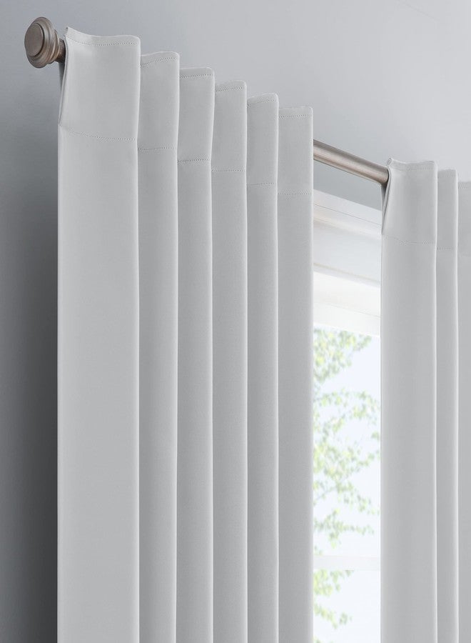 ECLIPSE Langley Solid Tripleweave Room Darkening Rod Pocket Window Curtains (2 Panels), 52 in x 84 in, Silver White - Image 3