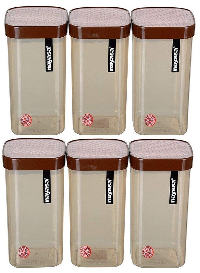 Nayasa Plastic Fusion Containers - 1500 ml, Set of 6, Brown - Image 1
