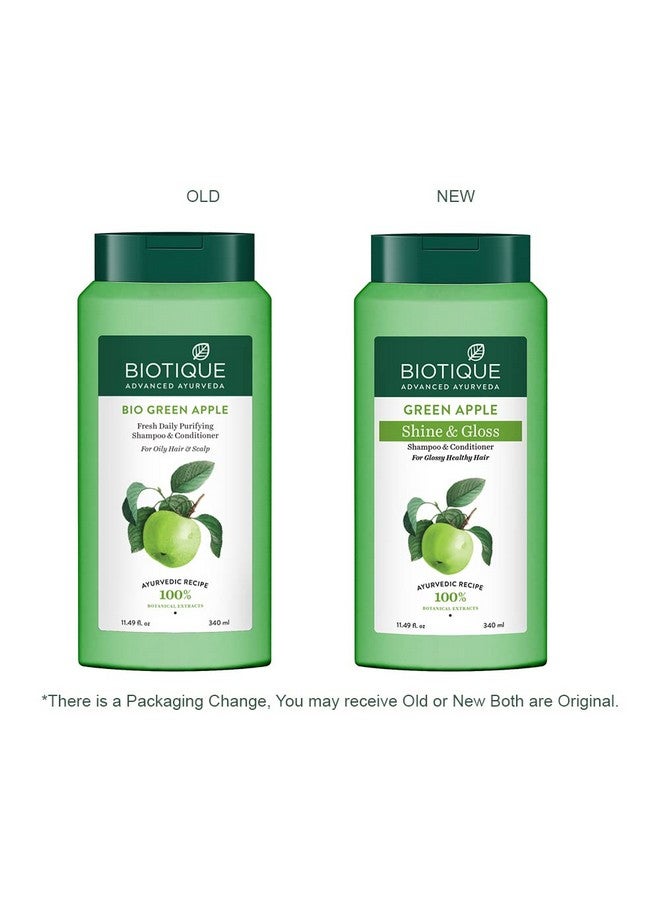 Biotique Green Apple Shine & Gloss Shampoo & Conditioner| Promotes Healthy, Shiny and Glossy Hair | Nourishes Scalp | Makes Hair Soft & Smooth |100% Botanical Extracts| All Skin Types | 340ml - Image 3