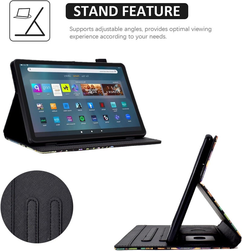 حالة جميلة ومتينة لجهاز Kindle Fire Max 11 (الجيل الثالث عشر، إصدار 2023)، مصنوعة من جلد PU، قابلة للطي وتحتوي على دعامة، مزودة بجيب، مع وظيفة تنشيط/إيقاف التطبيق تلقائيًا، بتصميم يحتوي على صورة قطة على رف كتب. - Image 5
