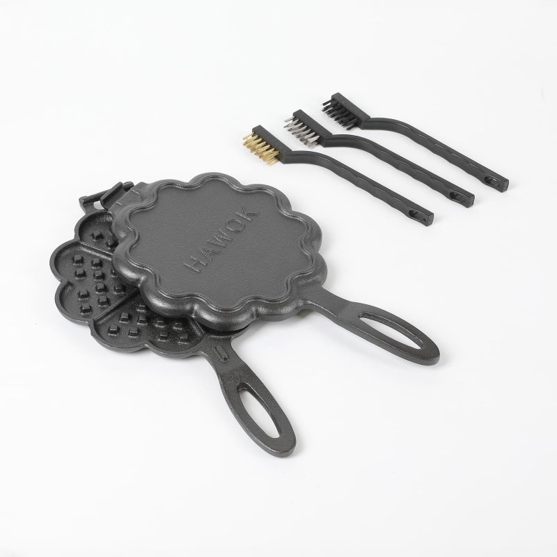HAWOK Cast Iron Heart Shaped Waffle Iron Waffle Maker