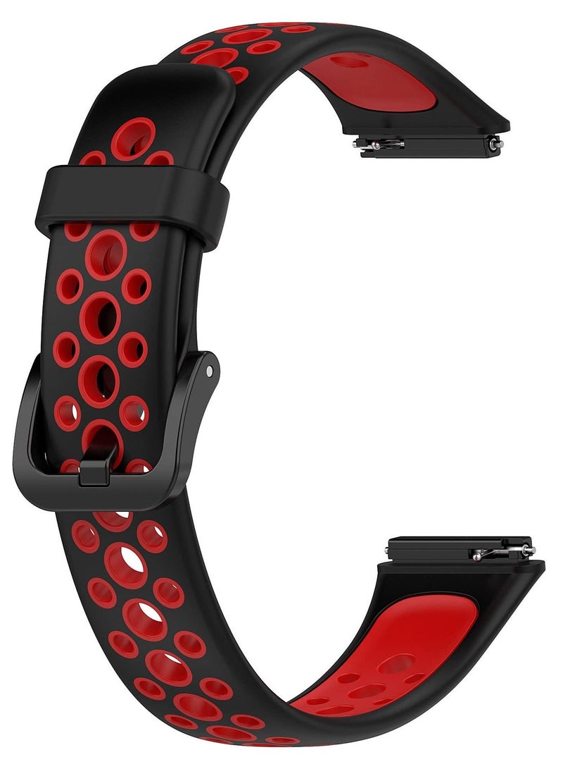 Strap Compatible with Huawei Band 7/Honor Band 7, Replacement Silicone Sport Band_ Black/Red - Image 4