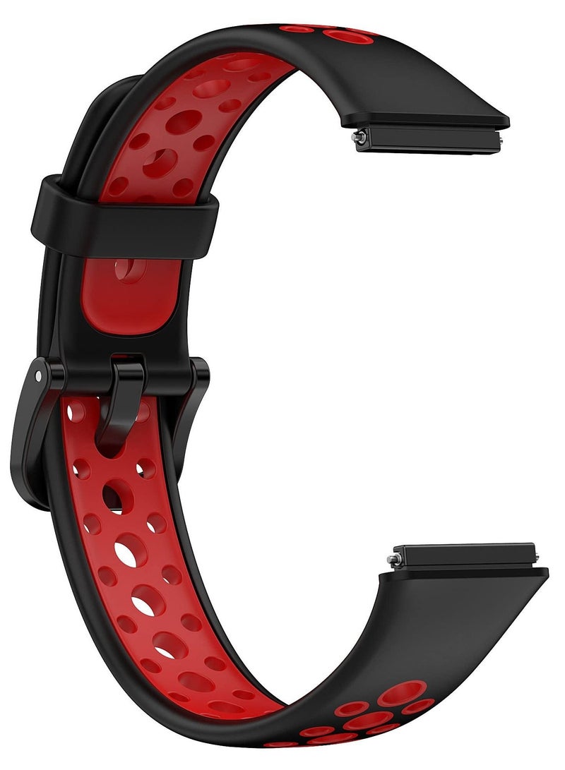 Strap Compatible with Huawei Band 7/Honor Band 7, Replacement Silicone Sport Band_ Black/Red - Image 3