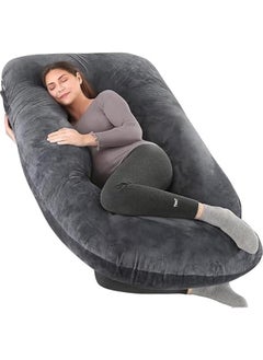 HOOKOR Pregnancy Must Haves Pregnancy Pillow U-Shaped Full Body Maternity Support Pillow for Pregnant Women with Replaceable and Washable Velvet Cover (Black)  - Image 1