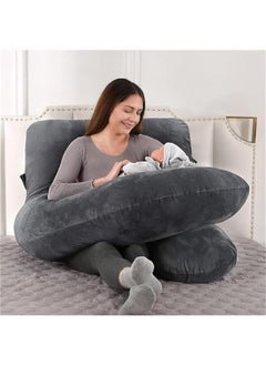 HOOKOR Pregnancy Must Haves Pregnancy Pillow U-Shaped Full Body Maternity Support Pillow for Pregnant Women with Replaceable and Washable Velvet Cover (Black)  - Image 2