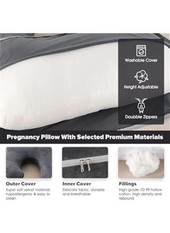 HOOKOR Pregnancy Must Haves Pregnancy Pillow U-Shaped Full Body Maternity Support Pillow for Pregnant Women with Replaceable and Washable Velvet Cover (Black)  - Image 3