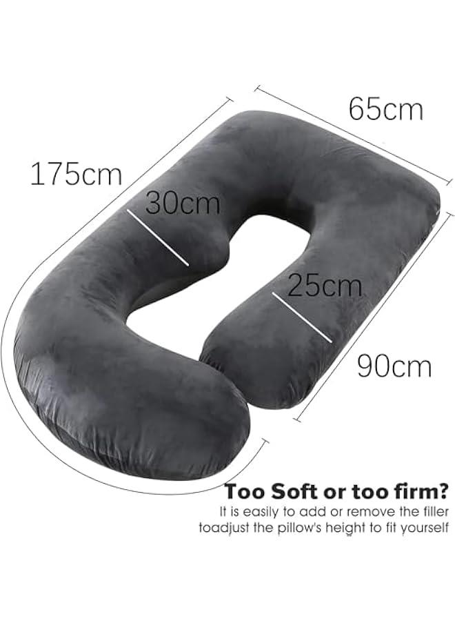 هوكور LukRosey Pregnancy Must Haves Pregnancy Pillow U-Shaped Full Body Maternity Support Pillow for Pregnant Women with Replaceable and Washable Velvet Cover (Black)  - Image 5