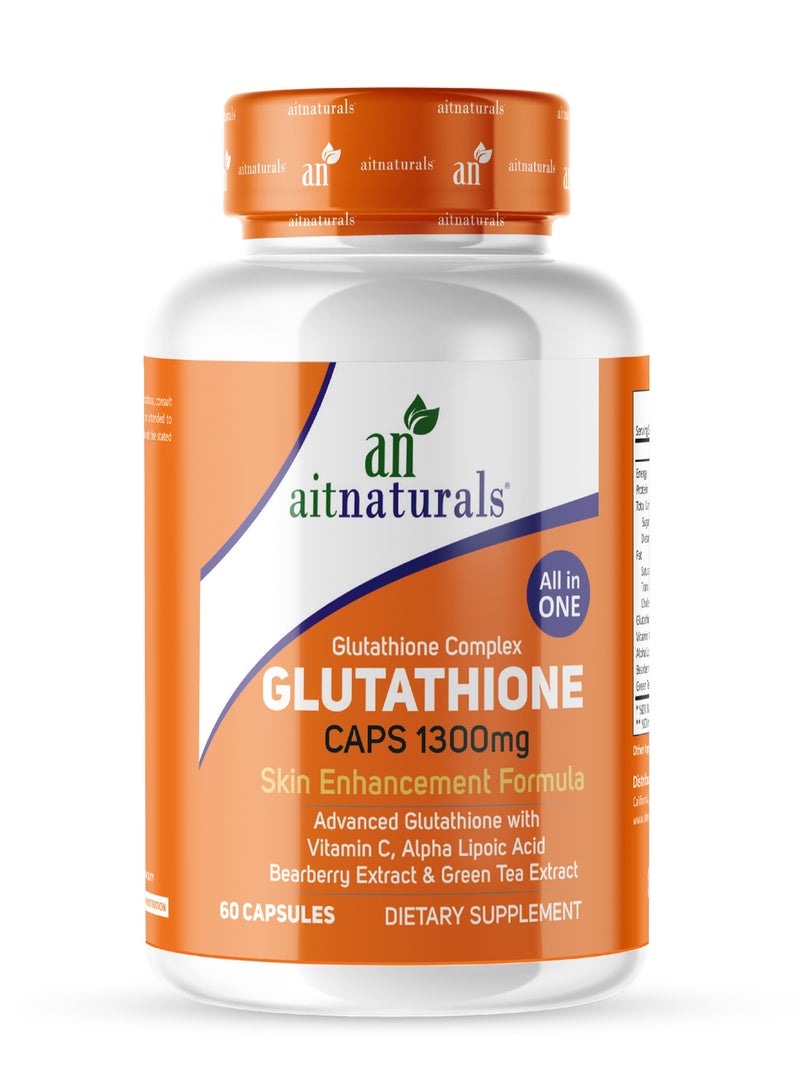 Aitnaturals Advanced Glutathione Complex 1300mg With Vitamin C, Skin Whitening 60 Capsules - Image 1