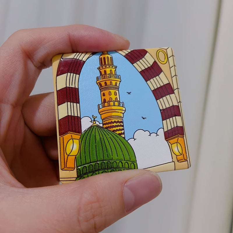Islamic Art Mosque Ceramic Magnet - Perfect Eid Gift, Durable Office Decor - Image 1