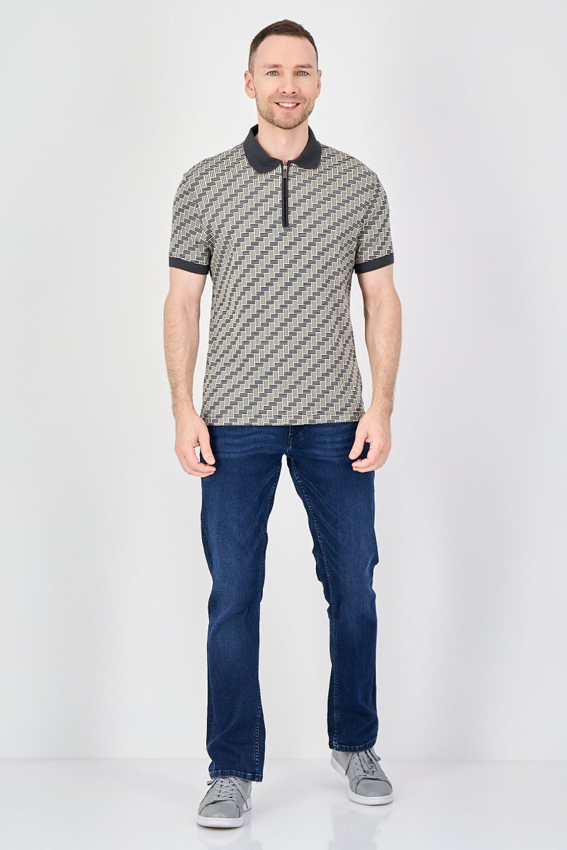 Geoffrey Beene Men Regular Fit Allover Print Short Sleeve Polo Shirt, Multicolor - Image 4