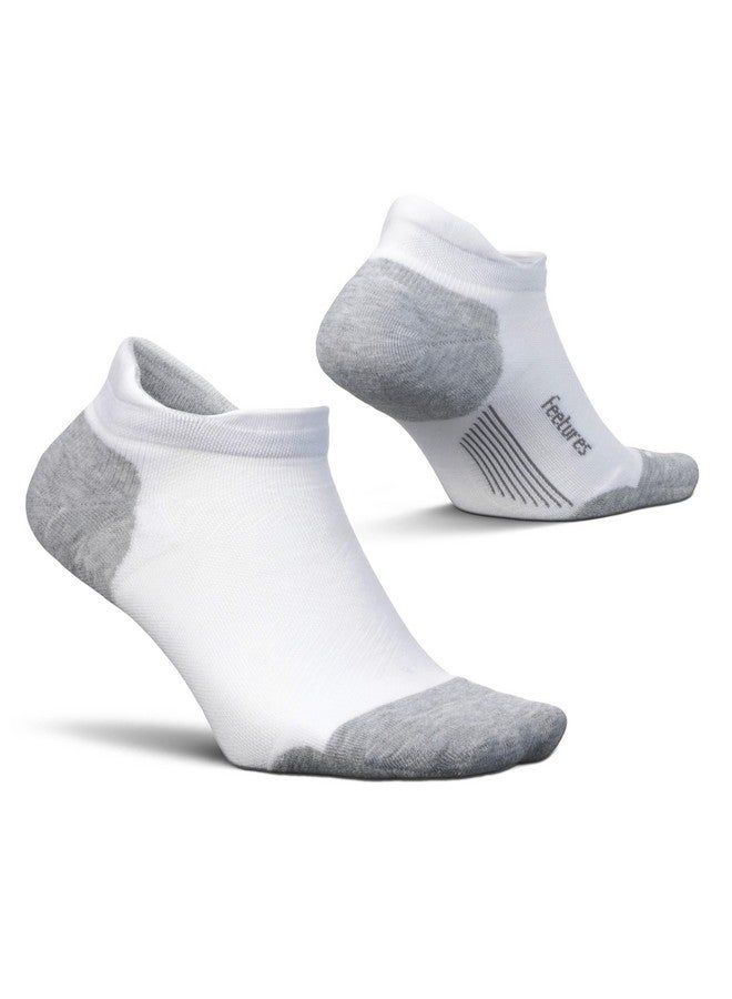Feetures Elite Max Cushion No Show Tab Ankle Socks - Sport Sock with Targeted Compression - New White, L (1 Pair) - Image 1