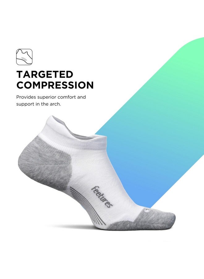 Feetures Elite Max Cushion No Show Tab Ankle Socks - Sport Sock with Targeted Compression - New White, L (1 Pair) - Image 4