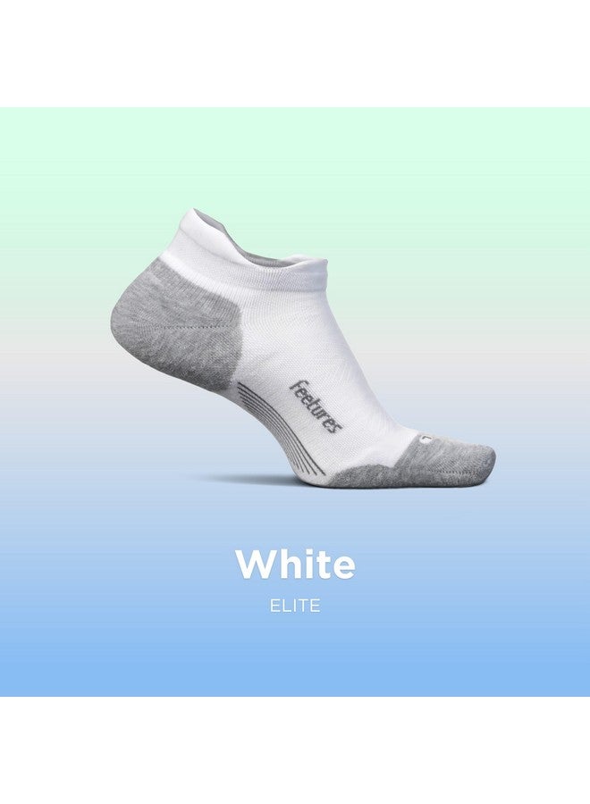 Feetures Elite Max Cushion No Show Tab Ankle Socks - Sport Sock with Targeted Compression - New White, L (1 Pair) - Image 3