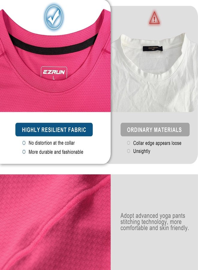 EZRUN Men's Lightweight Short Sleeve T-Shirt Quick Dry Workout Running Athletic Swim Shirts Fishing Rash Guard (Neon Pink,3XL) - Image 4