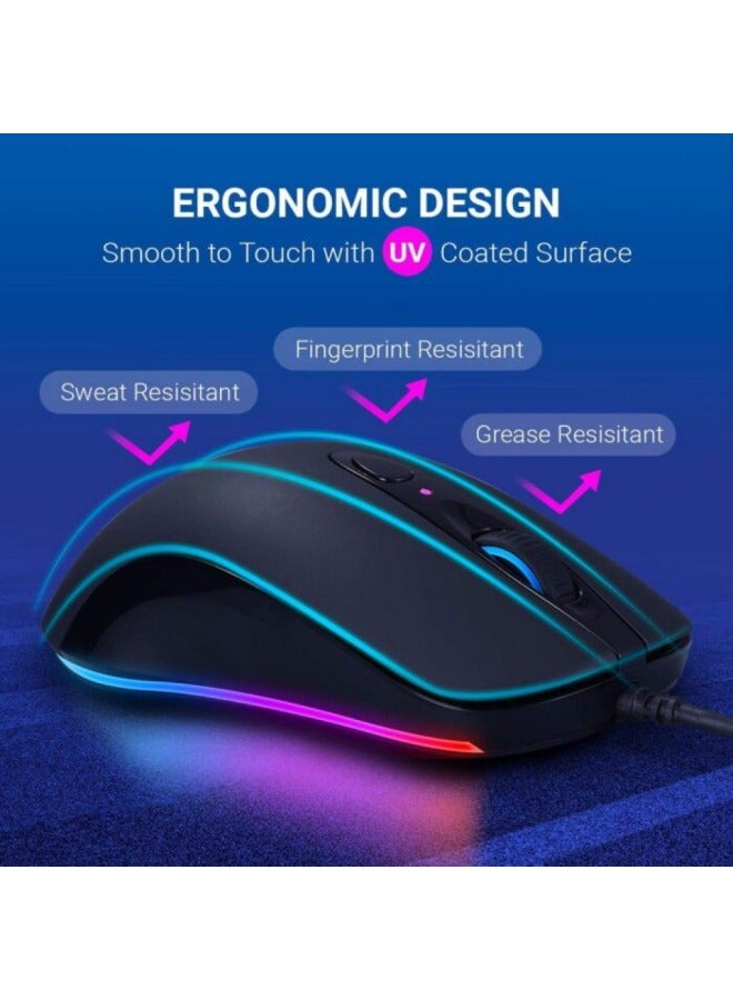 Egeira Gaming Mouse With RGB Lighting – Wired – E599 – Black - Image 3